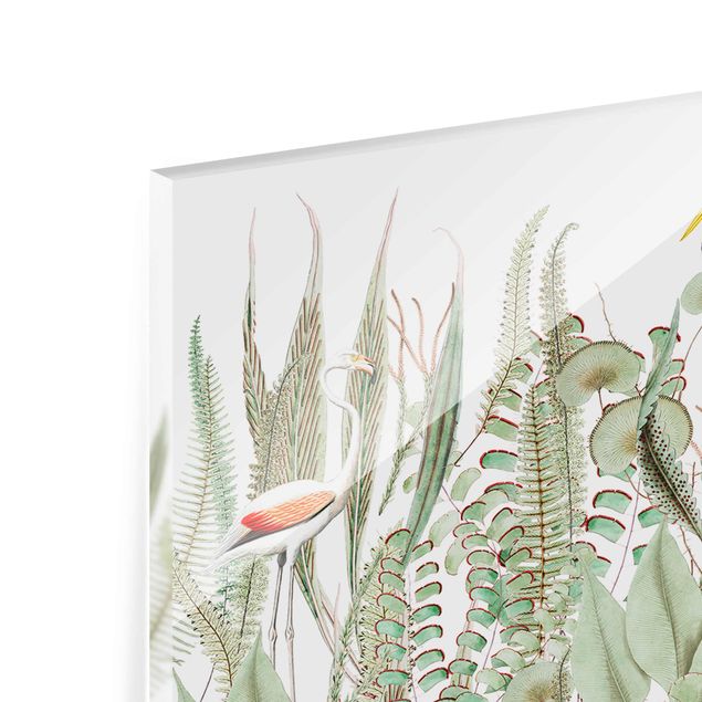 Tableros magnéticos de vidrio Flamingo And Stork With Plants