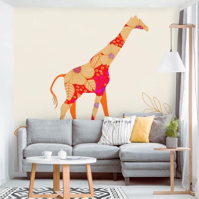 Papel pintado jirafas Floral Giraffe