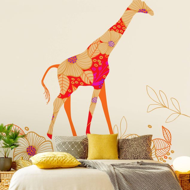 Papel pintado salón moderno Floral Giraffe