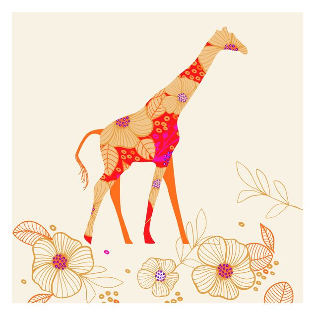 Papel de pared Floral Giraffe