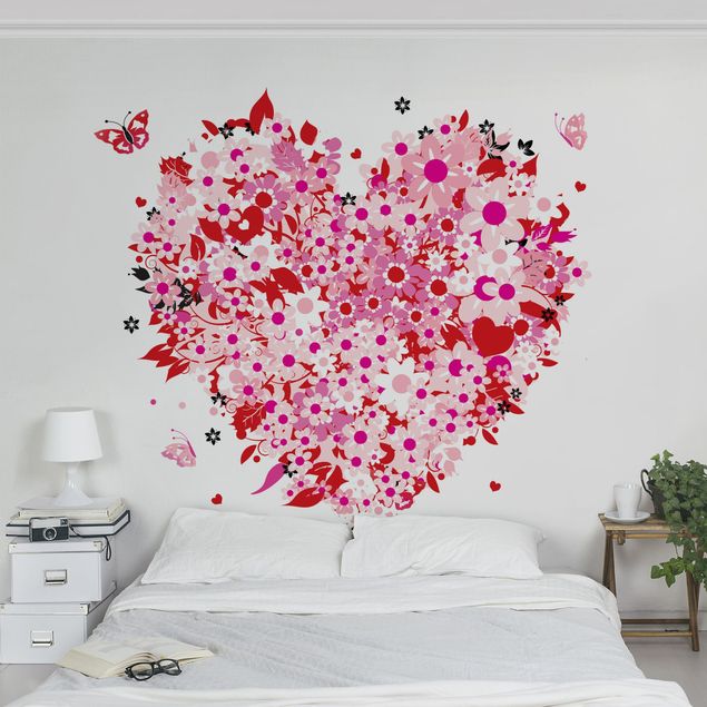 Papel pintado de mariposas Floral Retro Heart