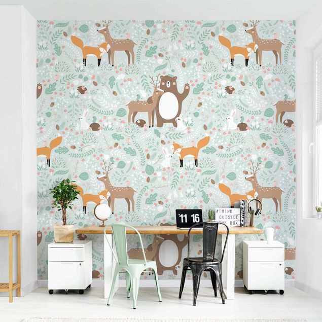 Papel pared animales Forest-Friends-With-Forest-Animals