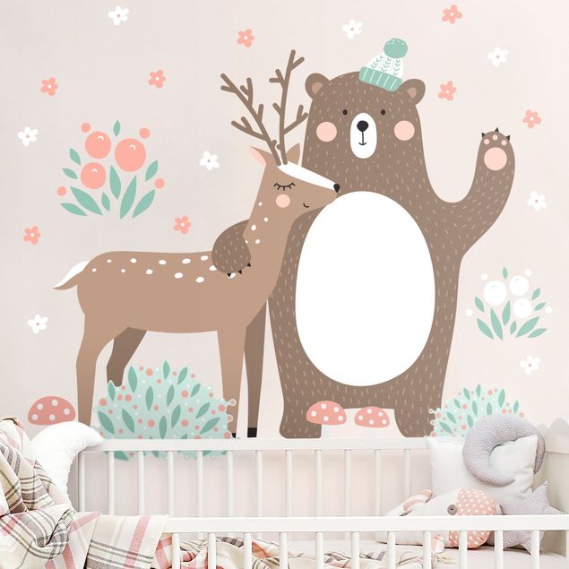 Vinilos de pared osos Forest Friends with Bear and deer