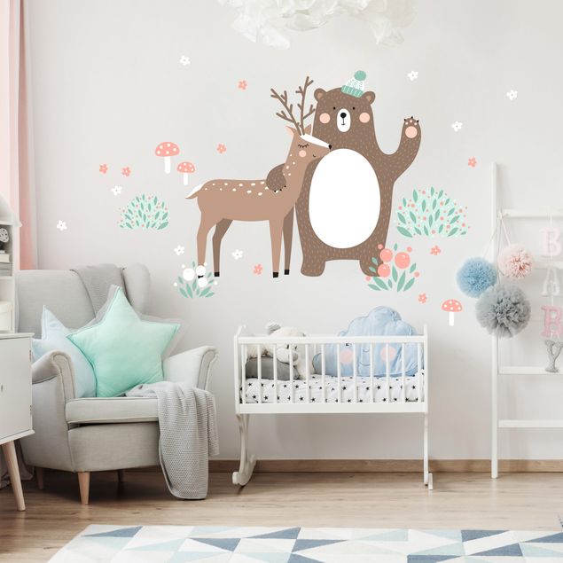Vinilos pared animales Forest Friends with Bear and deer