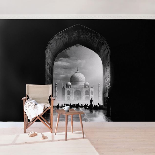 Papel pintado blanco y negro The Gateway To The Taj Mahal