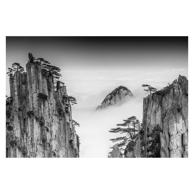 Papel de pared Rocks In Fog In Black And White