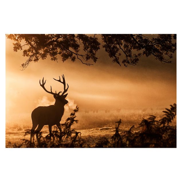 Papel pintado tonos marrones Deer In The Winter Forest