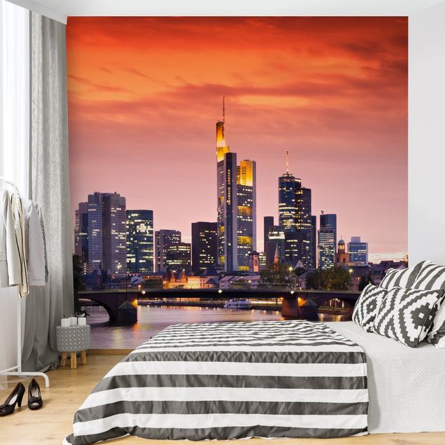 Papel pared naranja Frankfurt Skyline