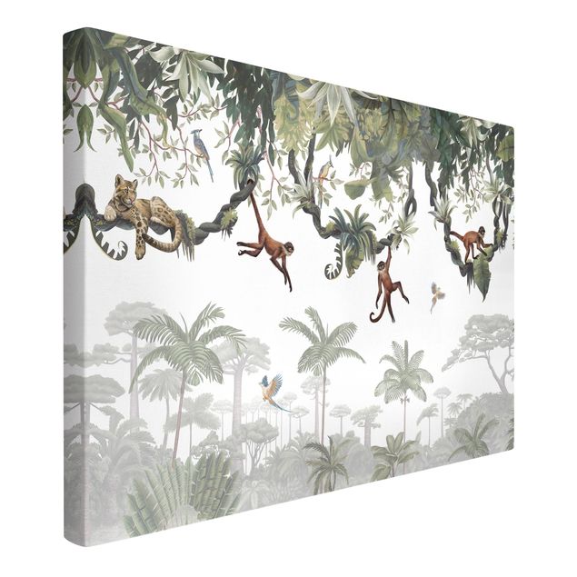 Cuadros árboles Cheeky monkeys in tropical canopies