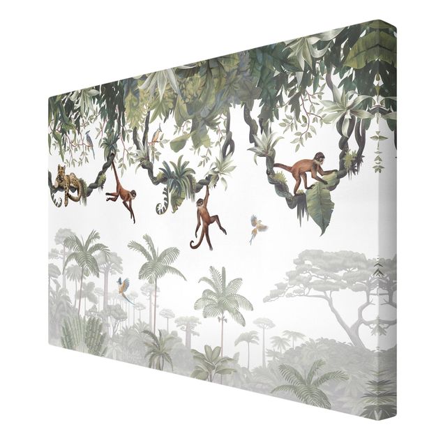 Cuadro selva tropical Cheeky monkeys in tropical canopies