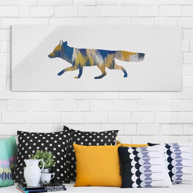 Cuadros de cristal animales Fox In Blue And Yellow