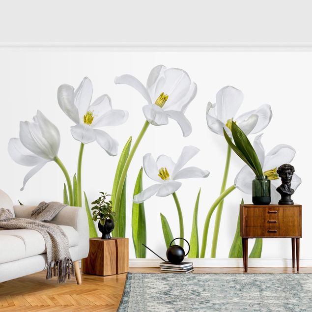 Pintado rústico Five White Tulips