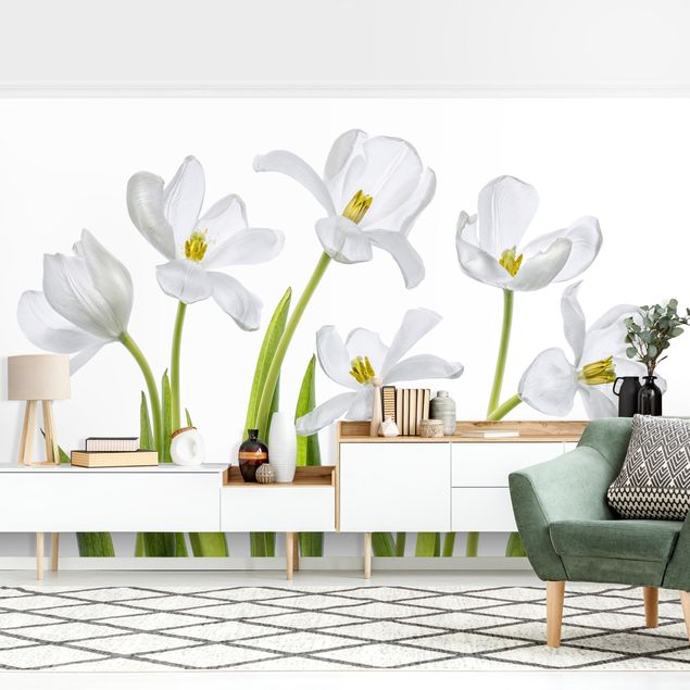 Papeles pintados modernos Five White Tulips