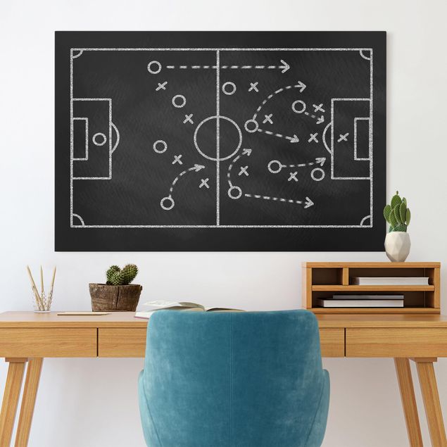 Cuadro de fútbol Football Strategy On Blackboard
