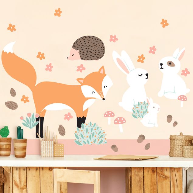 Vinilos de animales Forest Friends with hare hedgehog and fox