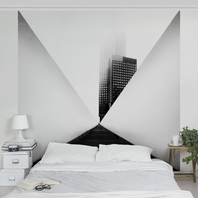 Papel pintado salón moderno Geometrical Architecture Study Black And White