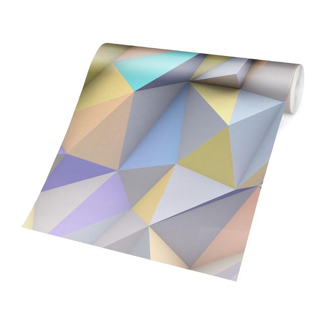 Papel pintado con patrones Geometric Pastel Triangles In 3D