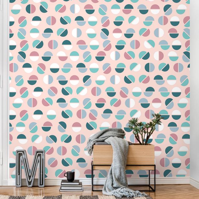 Papel pintado lunares Geometrical Pattern Semicircle In Pastell Colours