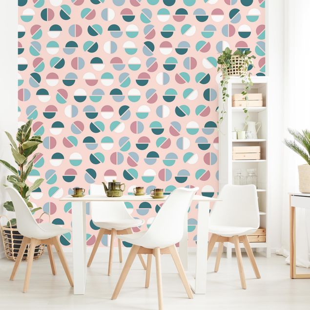 Papel pintado moderno Geometrical Pattern Semicircle In Pastell Colours