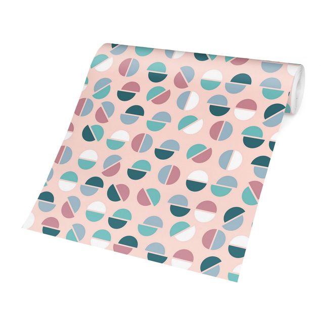 Papel pintado Geometrical Pattern Semicircle In Pastell Colours
