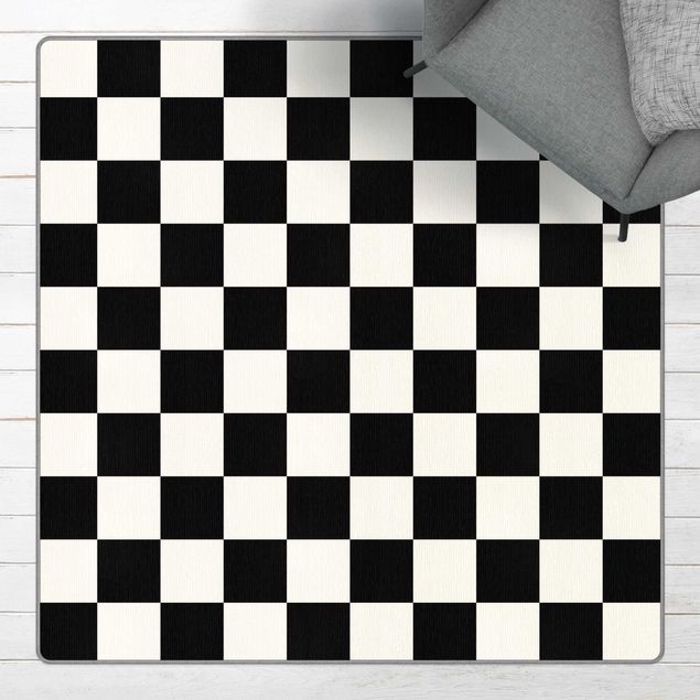 Alfombra ajedrez Geometrical Pattern Chessboard Black And White