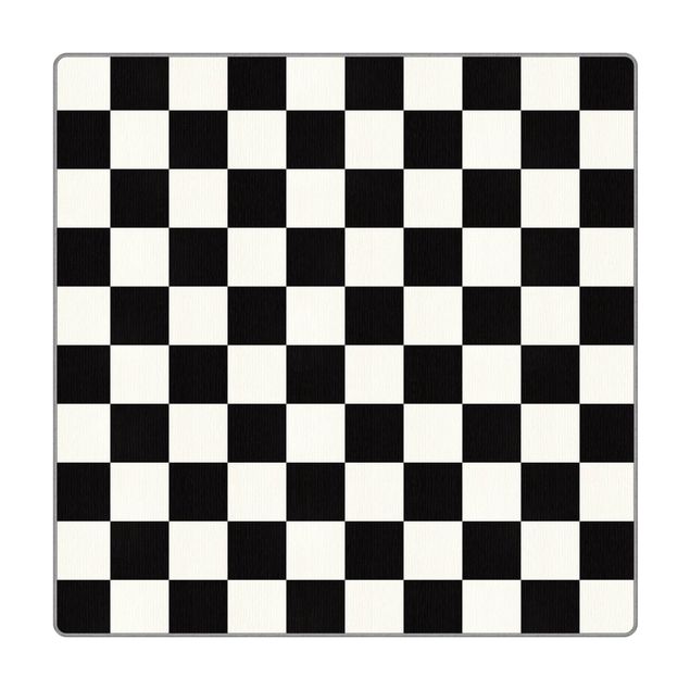 Moqueta - Geometrical Pattern Chessboard Black And White