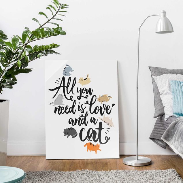 Cuadros de cristal frases All You Need Is Love And A Cat