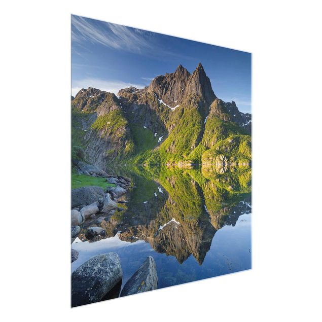 Cuadro con paisajes Mountain Landscape With Water Reflection In Norway