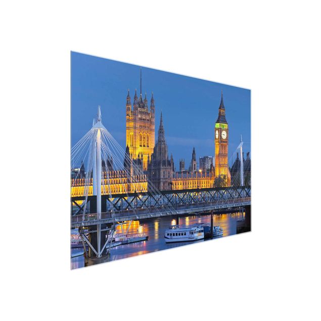 Cuadros de cristal arquitectura y skyline Big Ben And Westminster Palace In London At Night