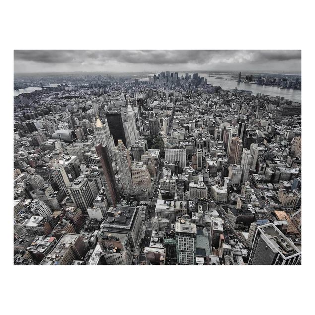 Cuadros de cristal blanco y negro View Over Manhattan