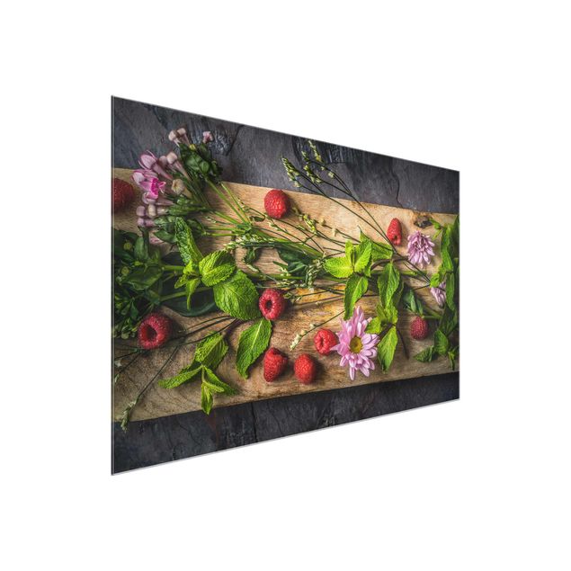 Cuadros de plantas naturales Flowers Raspberries Mint