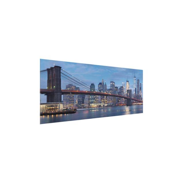 Cuadros de cristal arquitectura y skyline Brooklyn Bridge Manhattan New York