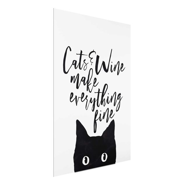 Cuadros de cristal frases Cats And Wine make Everything Fine