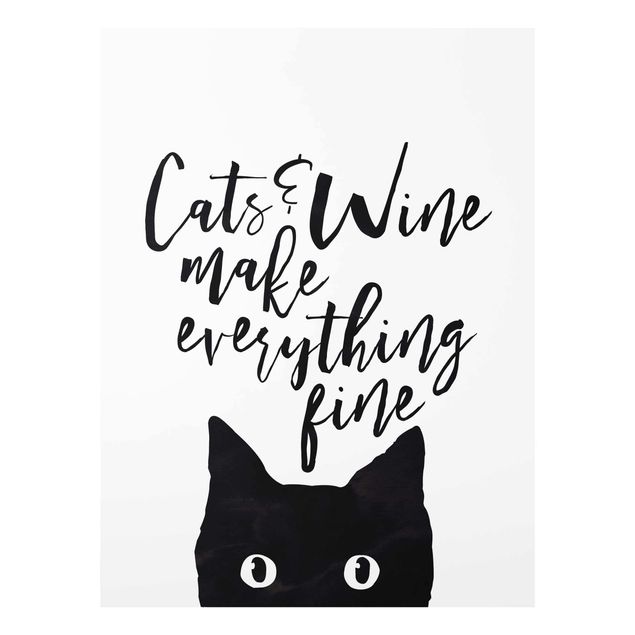 Cuadros de cristal animales Cats And Wine make Everything Fine