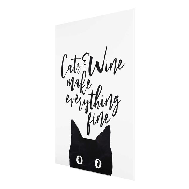Cuadros a blanco y negro Cats And Wine make Everything Fine