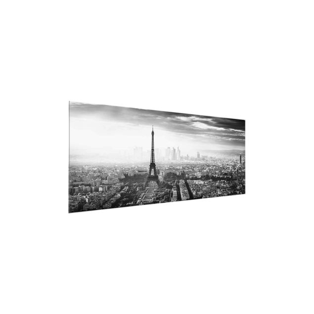 Cuadros de cristal arquitectura y skyline The Eiffel Tower From Above Black And White