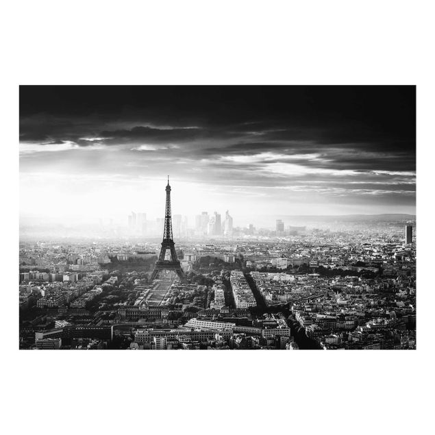 Cuadros de cristal blanco y negro The Eiffel Tower From Above Black And White