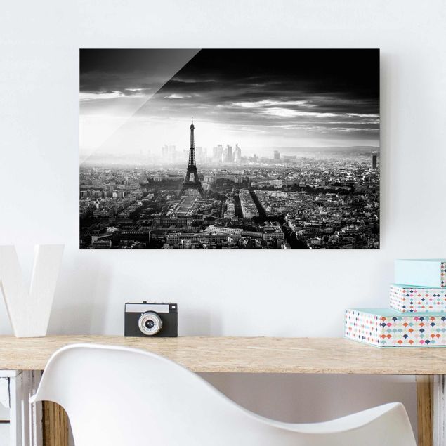 Decoración cocina The Eiffel Tower From Above Black And White