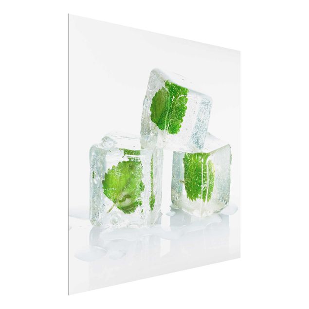 Cuadros decorativos Three Ice Cubes With Lemon Balm