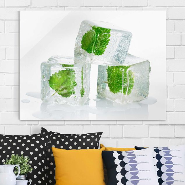 Cuadros decorativos modernos Three Ice Cubes With Lemon Balm