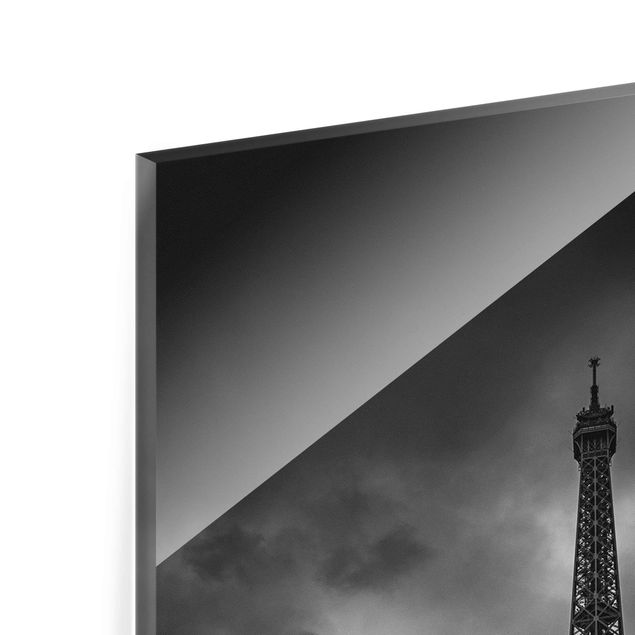 Cuadros modernos blanco y negro Eiffel Tower In Front Of Clouds In Black And White