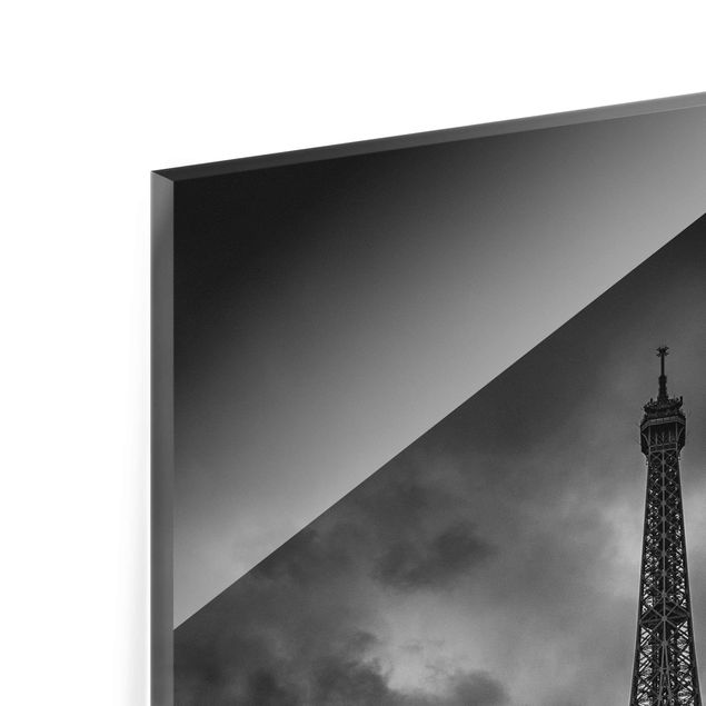 Cuadros modernos blanco y negro Eiffel Tower In Front Of Clouds In Black And White