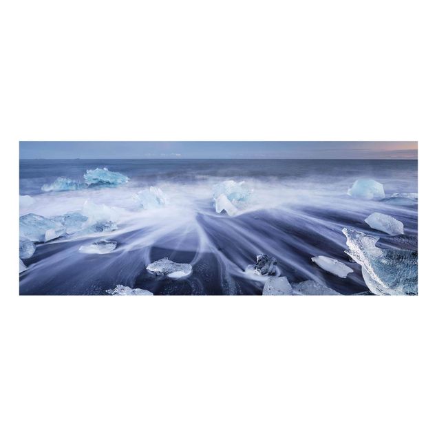 Cuadros de cristal paisajes Chunks Of Ice On The Beach East Iceland Iceland
