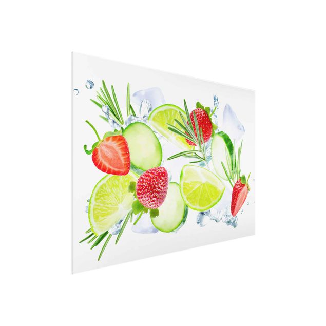 Tableros magnéticos de vidrio Strawberries Lime Ice Cubes Splash