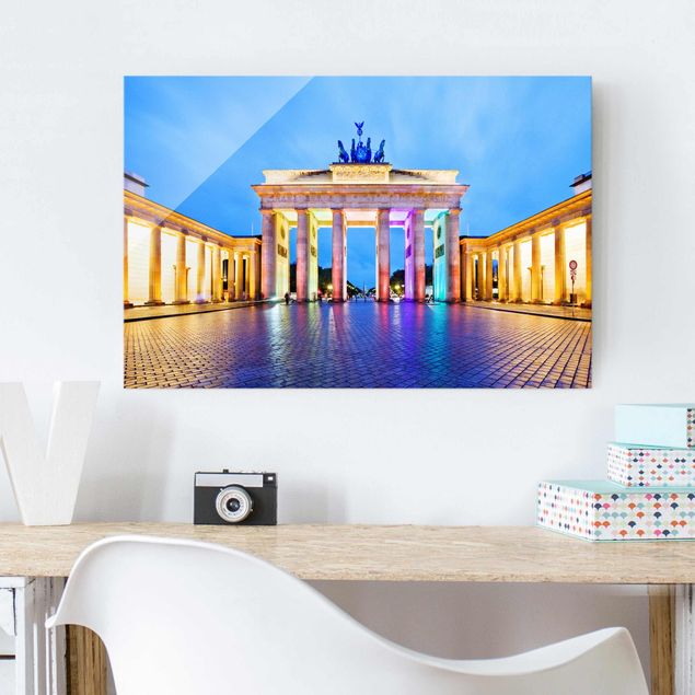 Cuadros de cristal Berlín Illuminated Brandenburg Gate