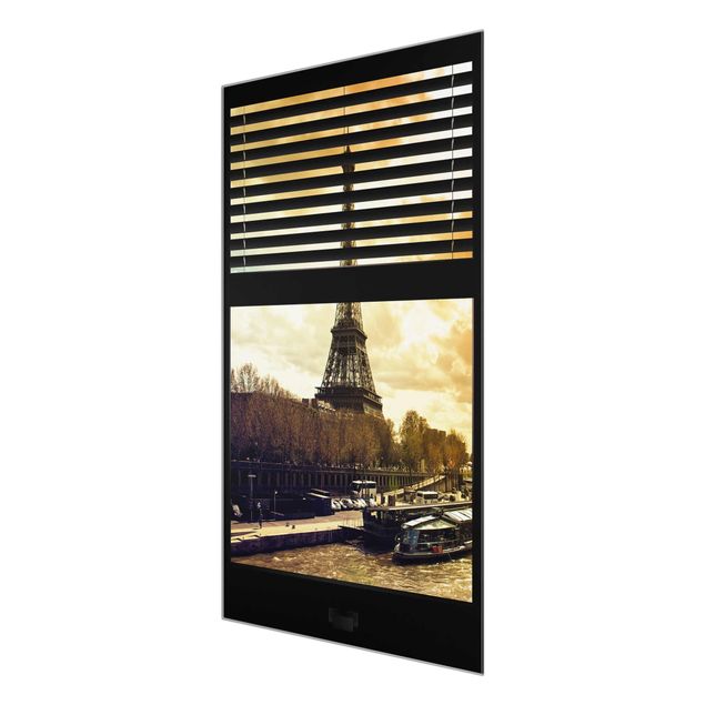 Cuadros París Window View Blinds - Paris Eiffel Tower sunset