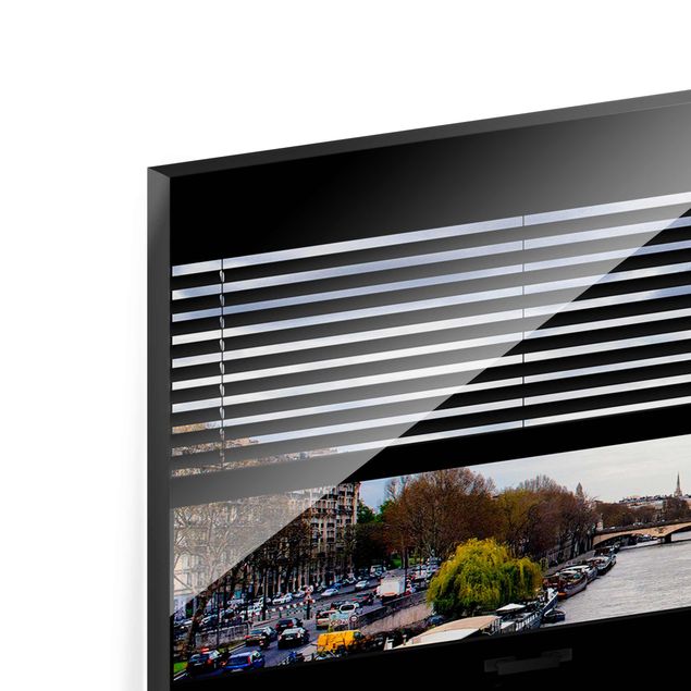 Tableros magnéticos de vidrio Window View Blinds - Seine And Eiffel Tower