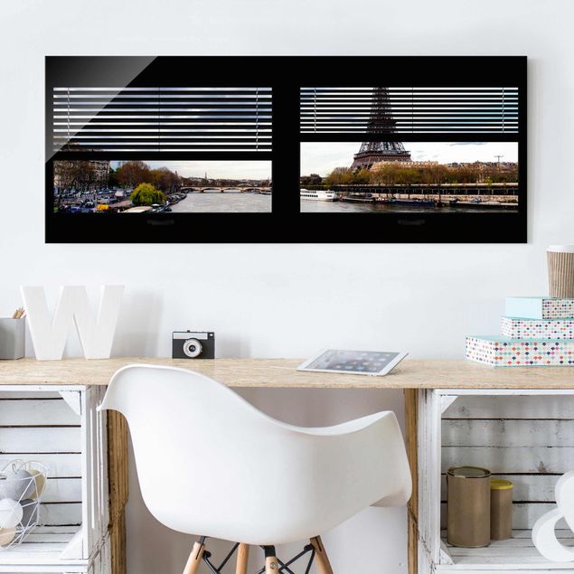 Decoración cocina Window View Blinds - Seine And Eiffel Tower
