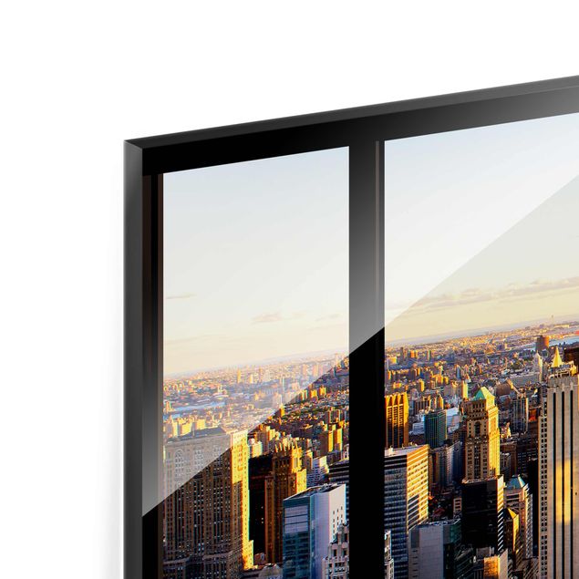 Tableros magnéticos de vidrio Window View At Night Over New York