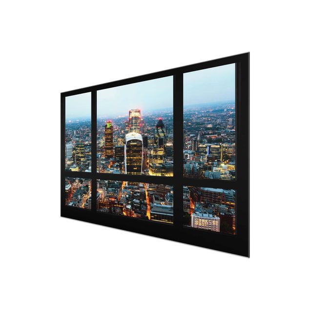 Cuadros modernos y elegantes Window view illuminated skyline of London